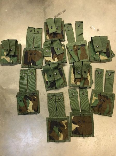LOT OF 12 NEW - MILITARY MOLLE II 40 MULTI-PURPOSE POUCH (DOUBLE) WOODLAND CAMO