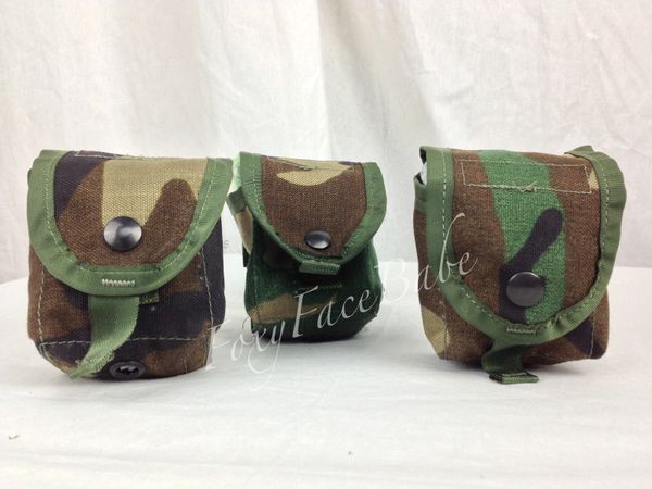 LOT OF 3 - US Military Woodland Camo Multipurpose Grenade Pouches EUC