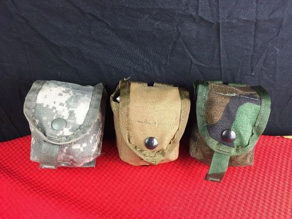 LOT OF 3 -US Military Hand-Grenade Multi Pocket Pouch EUC Variety Lot USA MADE