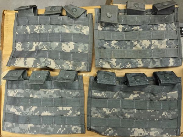 US Military MOLLE THREE MAG SIDE X SIDE POUCHES ACU DIGITAL CAMO - USED - LOT OF 4