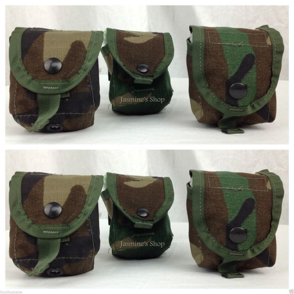 LOT OF 6 POUCHES - US Military Woodland Camo Multipurpose Grenade Pouches NEW