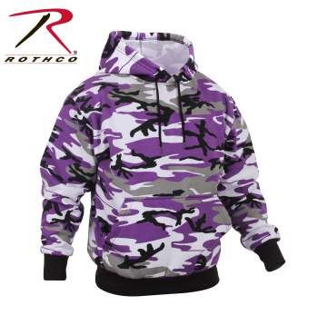 Ultra Violet Purple Camo Pullover Hoodie Hooded Sweatshirt | 4790