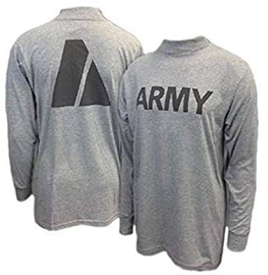 Army Grey PT Long Sleeve Shirt Uniform, IPFU, Military Issue | USED