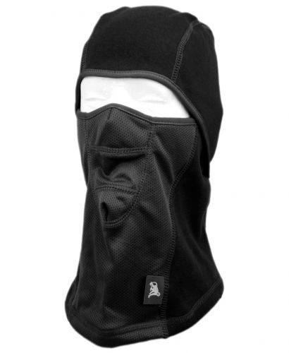 WINTER FACE COVER SPORTS MASK W/FRONT MESH & FUR LINING - BLACK