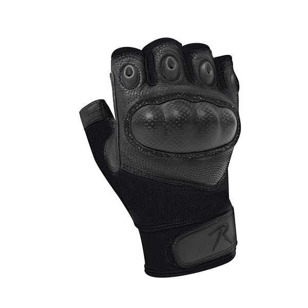 Rothco Fingerless Cut and Fire Resistant Carbon Hard Knuckle Gloves - Black | #28081