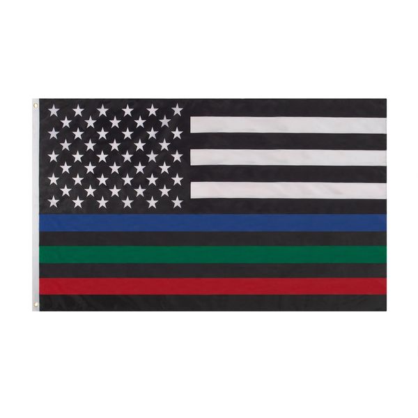 Thin Red, Blue, and Green Line US Flag - 3' x 5' | 14459