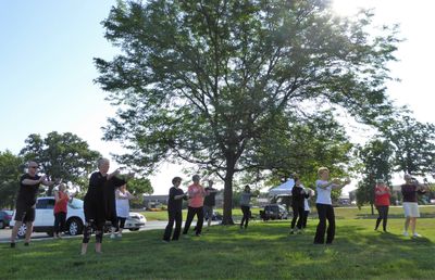 outdoor TaijiFit class with Christine Bhe, Tai Chi Wellbeing, Indianapolis, Indiana
