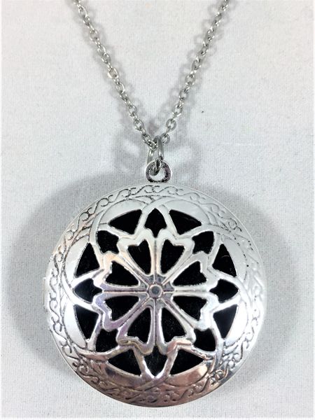 Antique Silver Diffuser Locket/Round Link Cable Necklace
