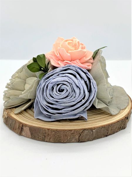 Wood Flower Diffuser - Tan, Light Blue, Pale Peach