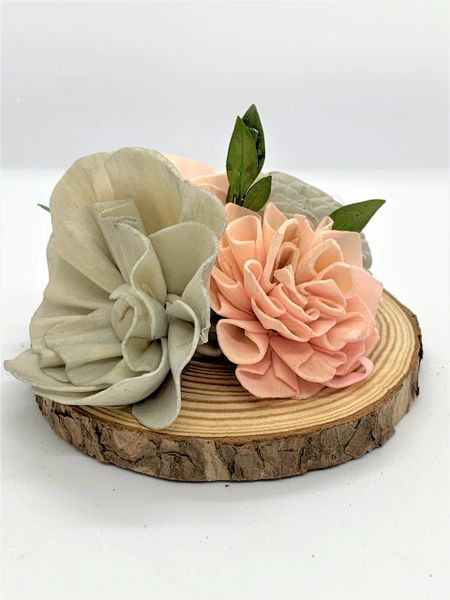 Wood Flower Diffuser - Pale Gray and Peach