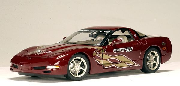 2003 CHEVROLET CORVETTE COUPE 50TH ANNIVERSARY INDY PACE CAR EDITION  ANNIVERSARY RED METALLIC 1:18 by AUTOart 80206 WITH BONUS 50TH LICENSE  PLATE