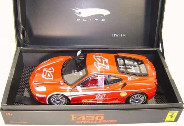 FERRARI F430 CHALLENGE RACE CAR #14 1:18 by HOT WHEELS SUPER ELITE