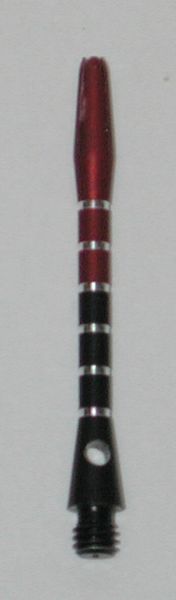 2 Sets (6 shafts) Aluminum 2BA, 2-TONE BLACK/RED STRIPED MEDIUM Dart Shafts