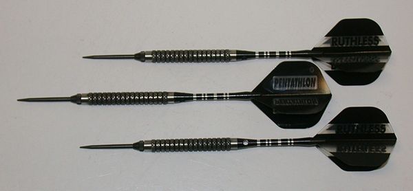 P4 BlackLine 21 gram Steel Tip Darts - 80% Tungsten, Medium Grip - Style 6