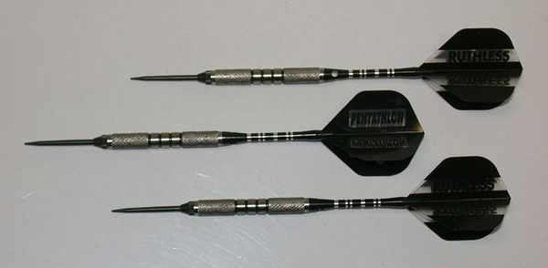 P4 BlackLine 21 gram Steel Tip Darts - 80% Tungsten, Contoured Grip - Style 9