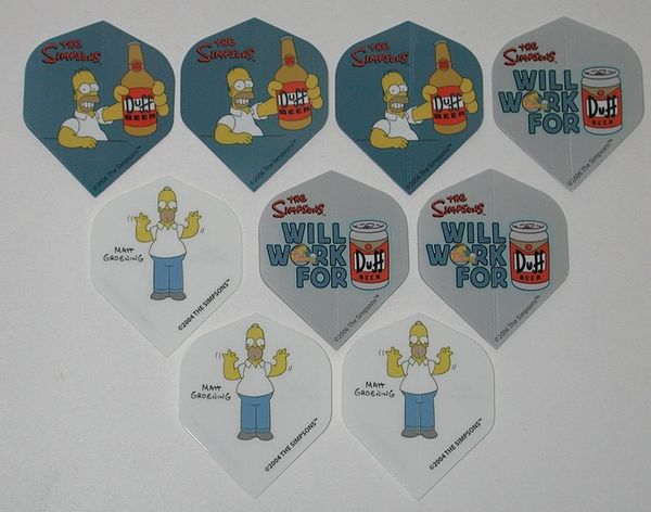 3 Set (9 flights) Different Simpsons Bart Homer Duff Standard Dart Flights - Simp08