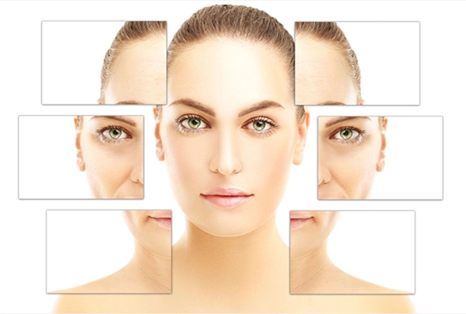 before and after image from the affects of skin tightening and anti aging treatments.