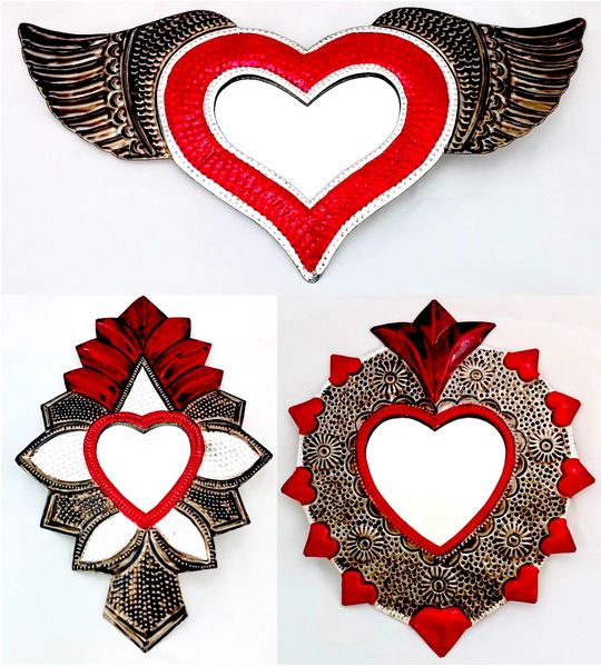 Tin Heart with Mirror - Medium