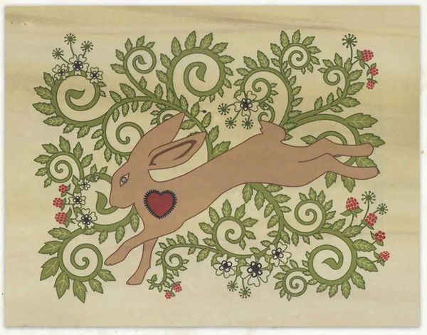 Leaping Hare Print on Wood