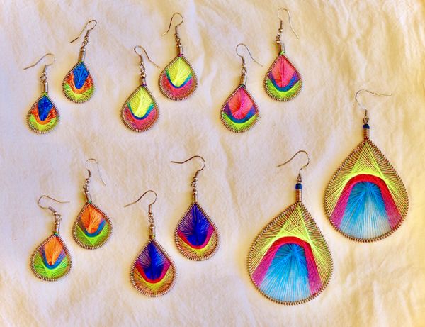 Bright Neon Thread Earrings