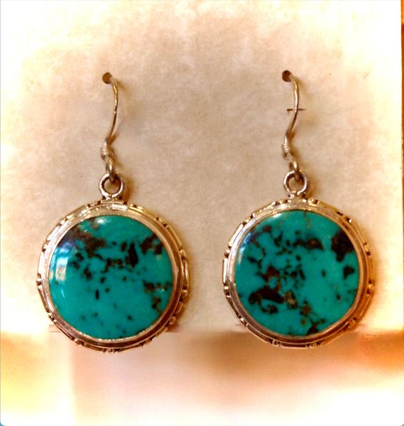 Coin Shape Turquoise Earrings