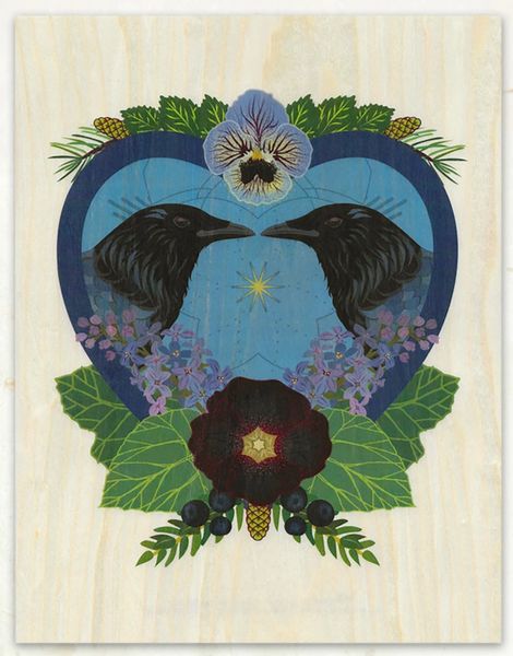 Crow Heart (Print on Wood)