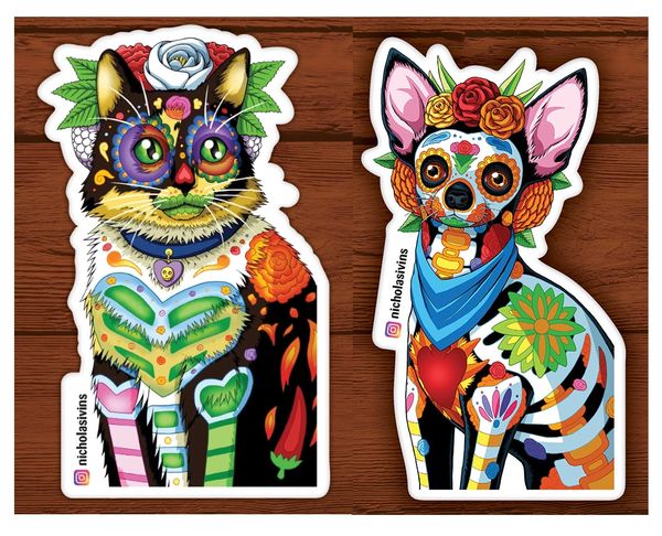 Day of the Dead Pet Stickers