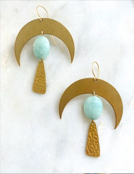 Amazonite Moon Earrings