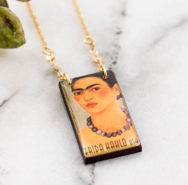 Frida Kahlo Stamp Necklace
