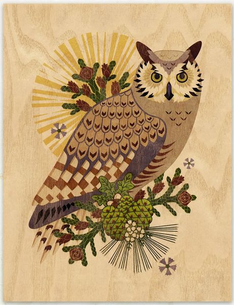 Great Horned Owl (Print on Wood)