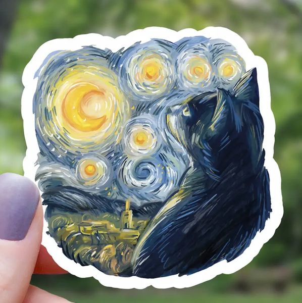 Van Gogh Style Cat Sticker