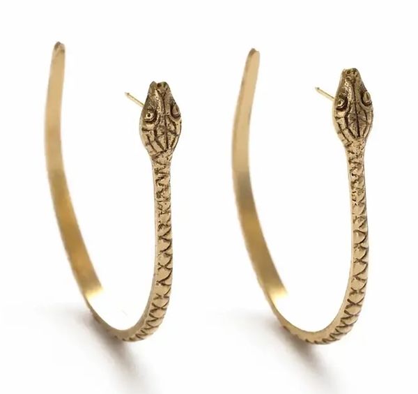 Snake Hoop Post Earrings