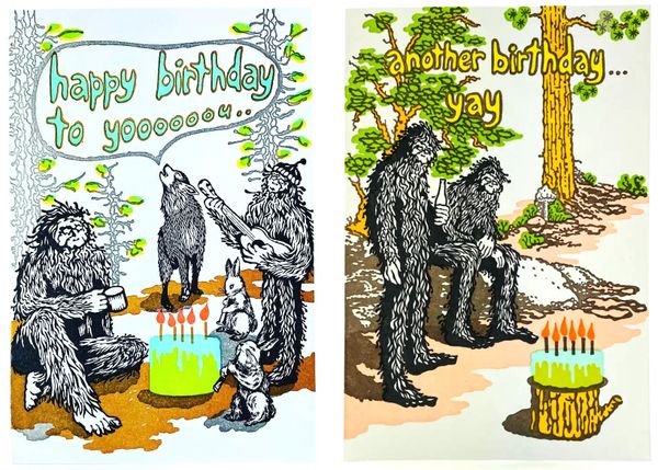 Letterpress Sasquatch Birthday Cards