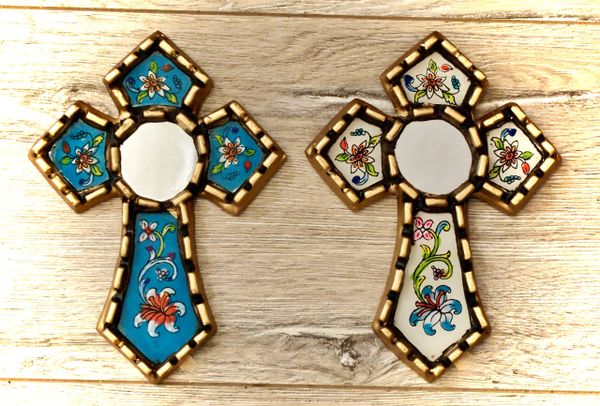Reverse Painted Glass Crosses