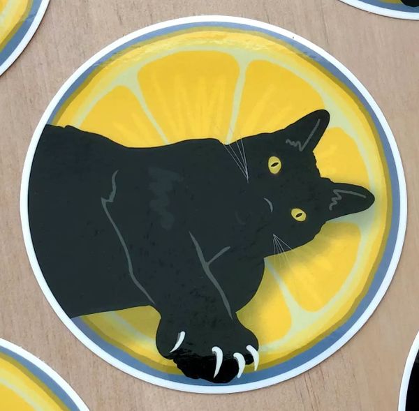 Cat with Lemon Sticker