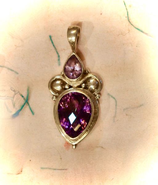 Amethyst Pendant - 2 Stones