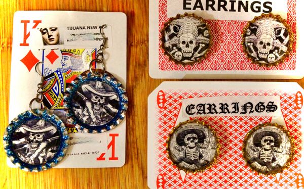 Calaveras Bottle Cap Earrings