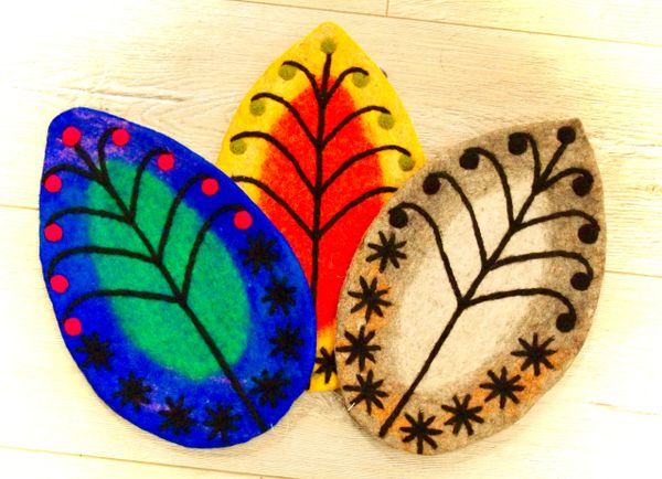 Felted Wool Trivets - Leaf Shape