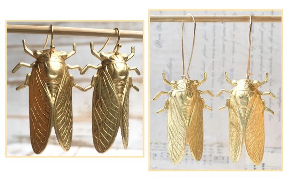Golden Cicada Earrings