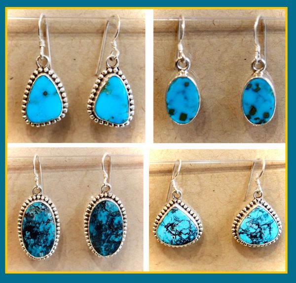 Arctic Blue Turquoise Earrings with Veins