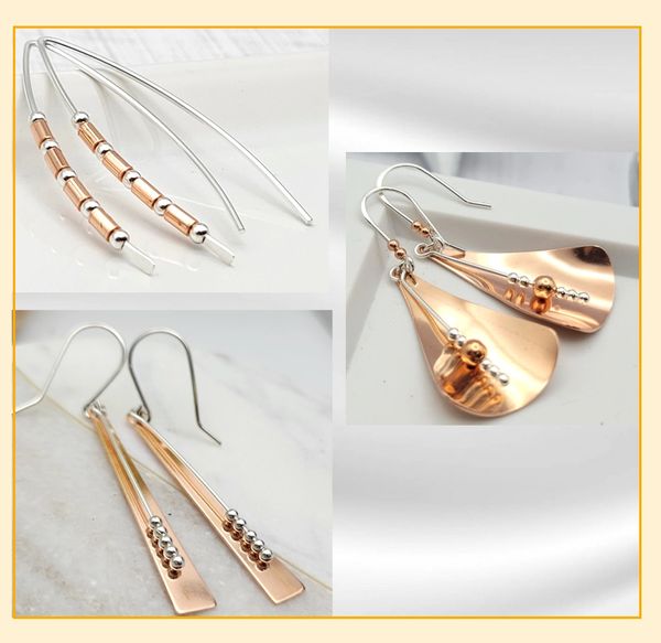 Copper and Silver Earrings