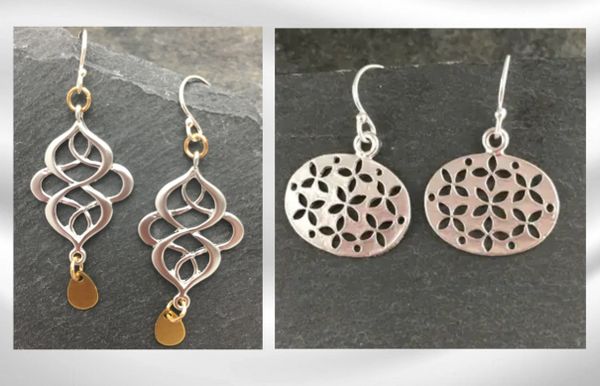 Silver Dangly Earrings: Swirls or Flowers