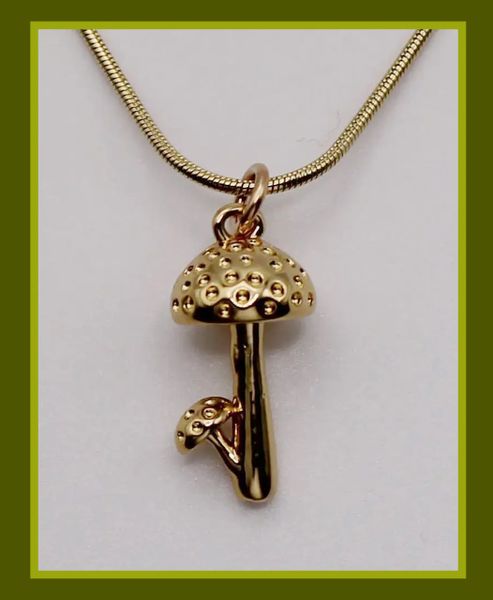 Two Mushrooms Gold Necklace