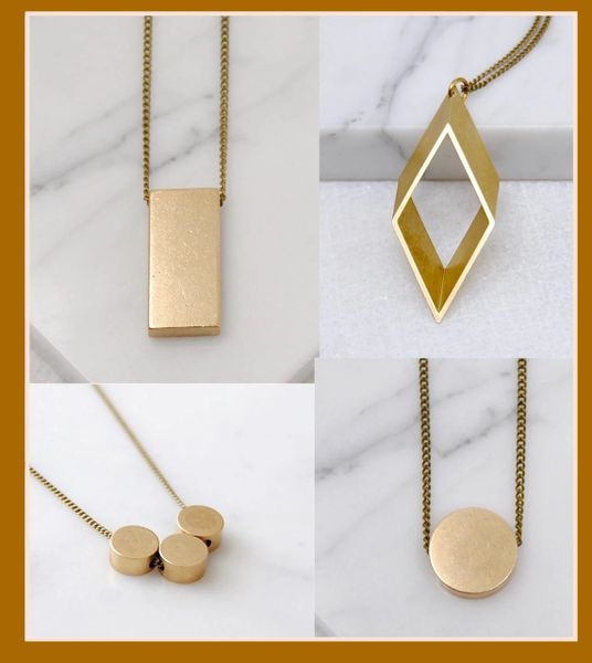 Geometric Brass Necklaces