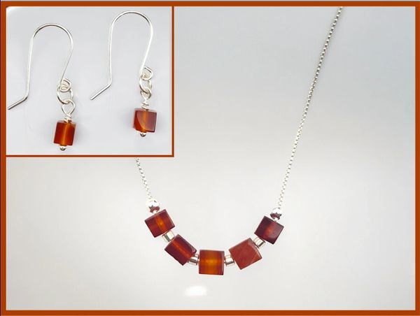 Carnelian Cubes and Silver Jewelry