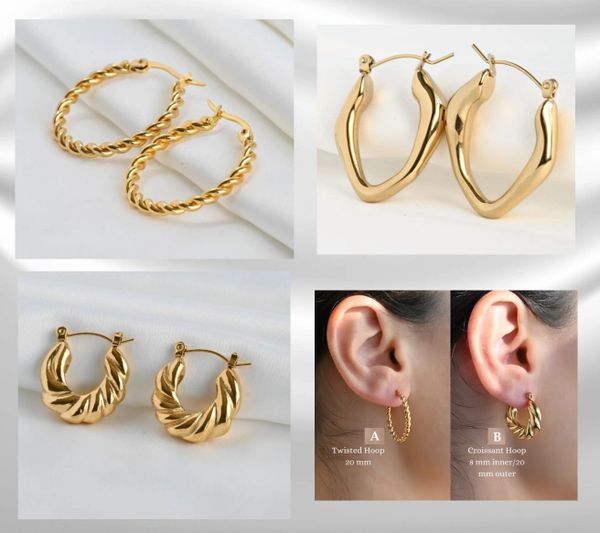 Shaped Hoops in Gold