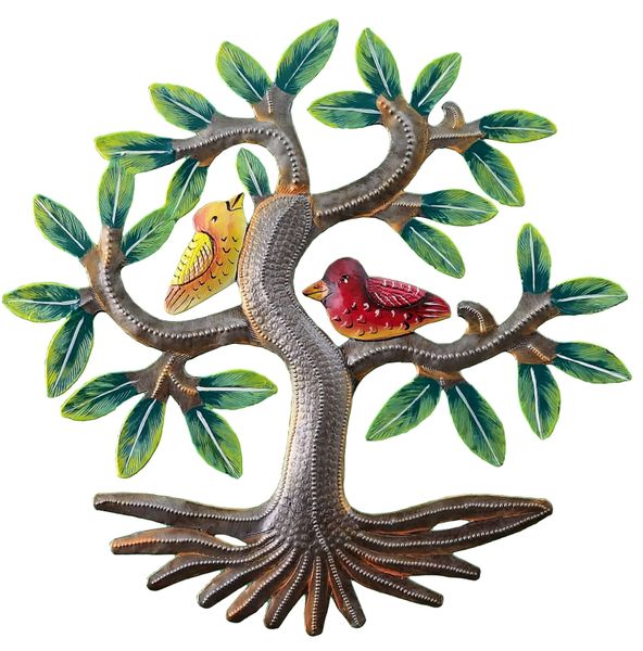 Haitian Steel Drum Art: Tree with Two Birds