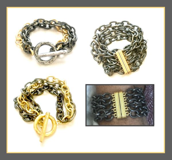 Mixed Metal Chunky Link Bracelets