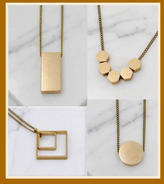 Solid Brass Geometric Necklaces