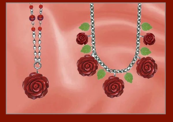 Big Red Rose Necklaces